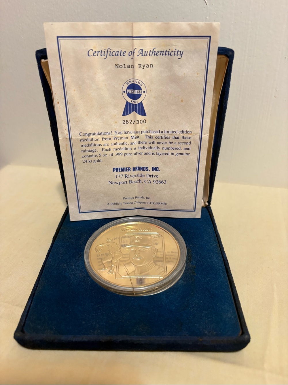 Limited Edition Medallion From Premier Mint Nolan Ryan